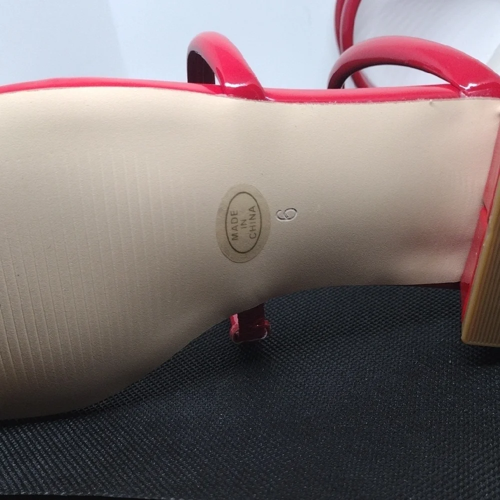 NIB Modatope Red Strappy Block Heels - Size 6